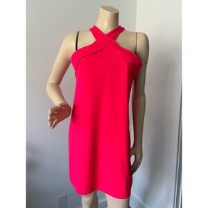 Fabletics Chicago Hot Coral Fuschia Pink Bra Top Mini Dress Size L